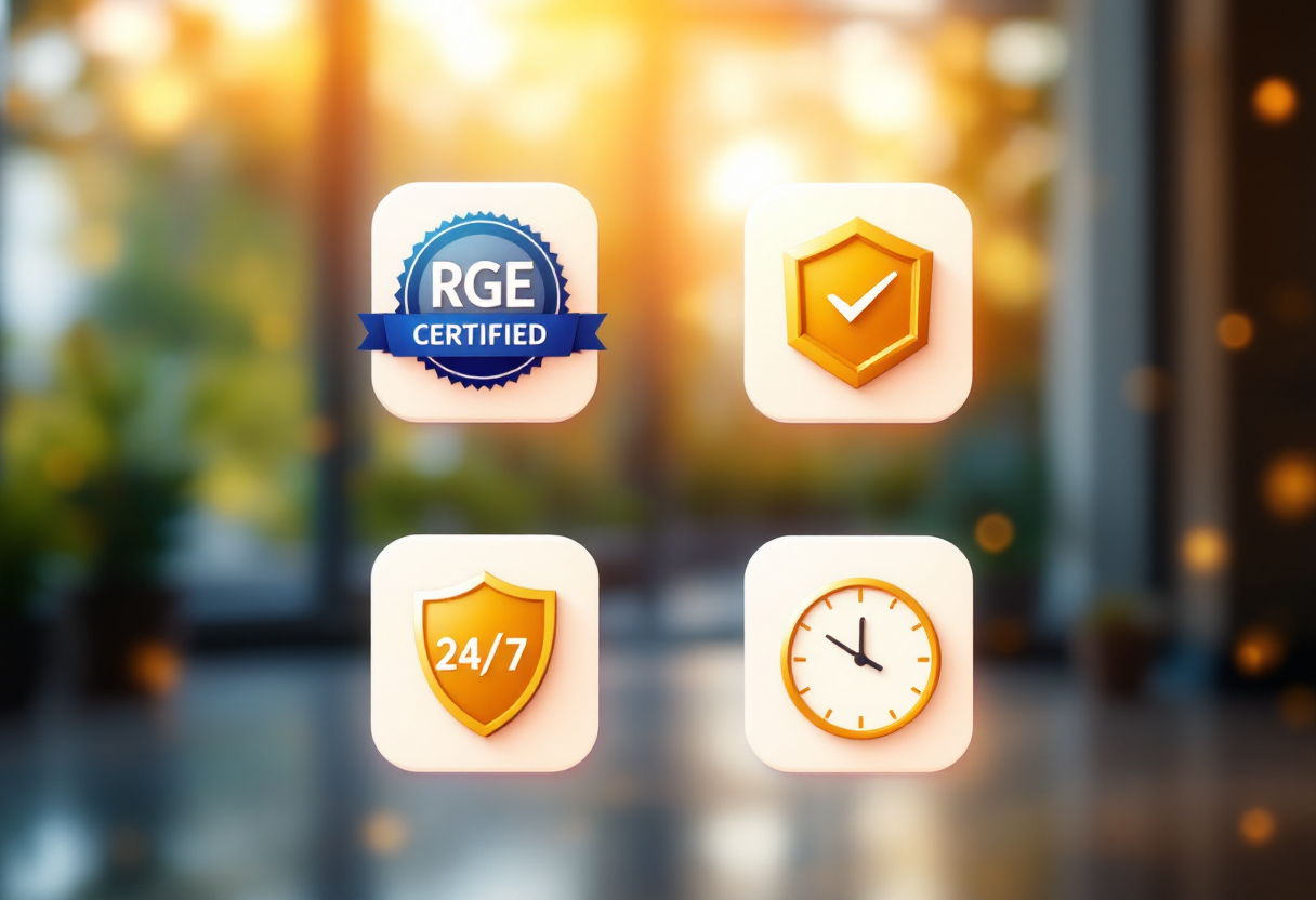 Certifications RGE, Garantie, 24/7, Rapidité