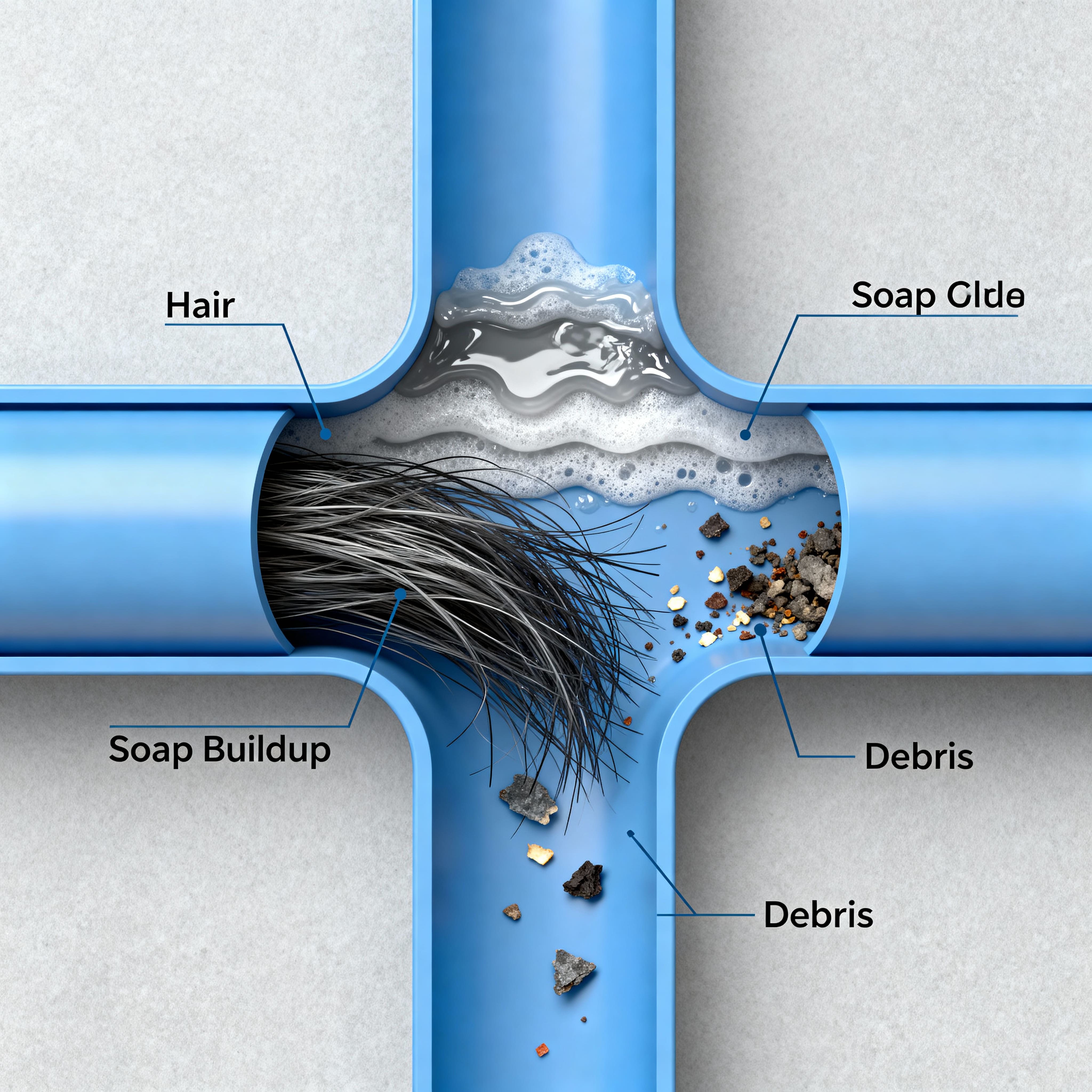Schéma explicatif des causes de bouchon de canalisation