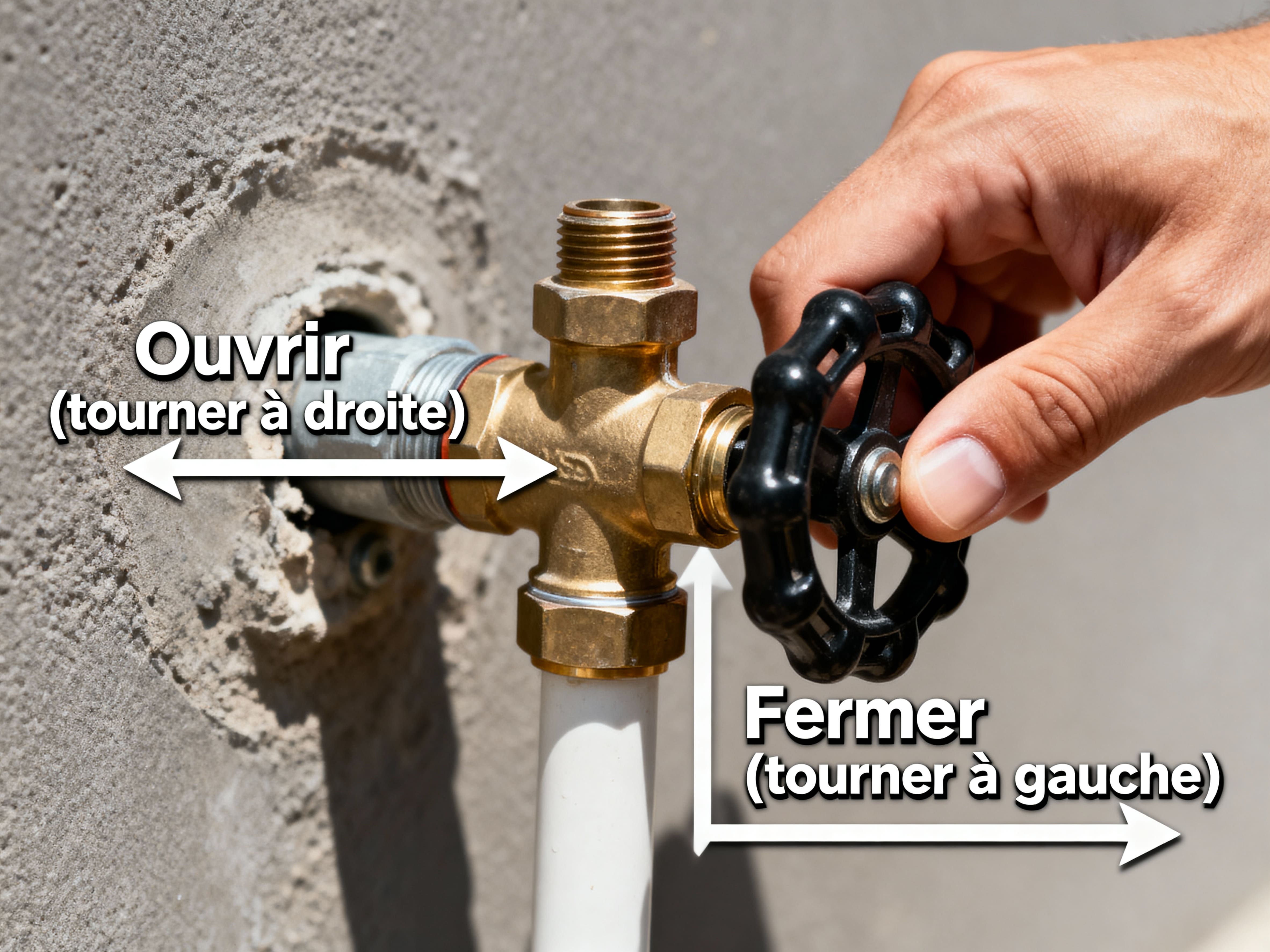 Comment fermer la vanne d'arrêt général en cas de fuite d'eau