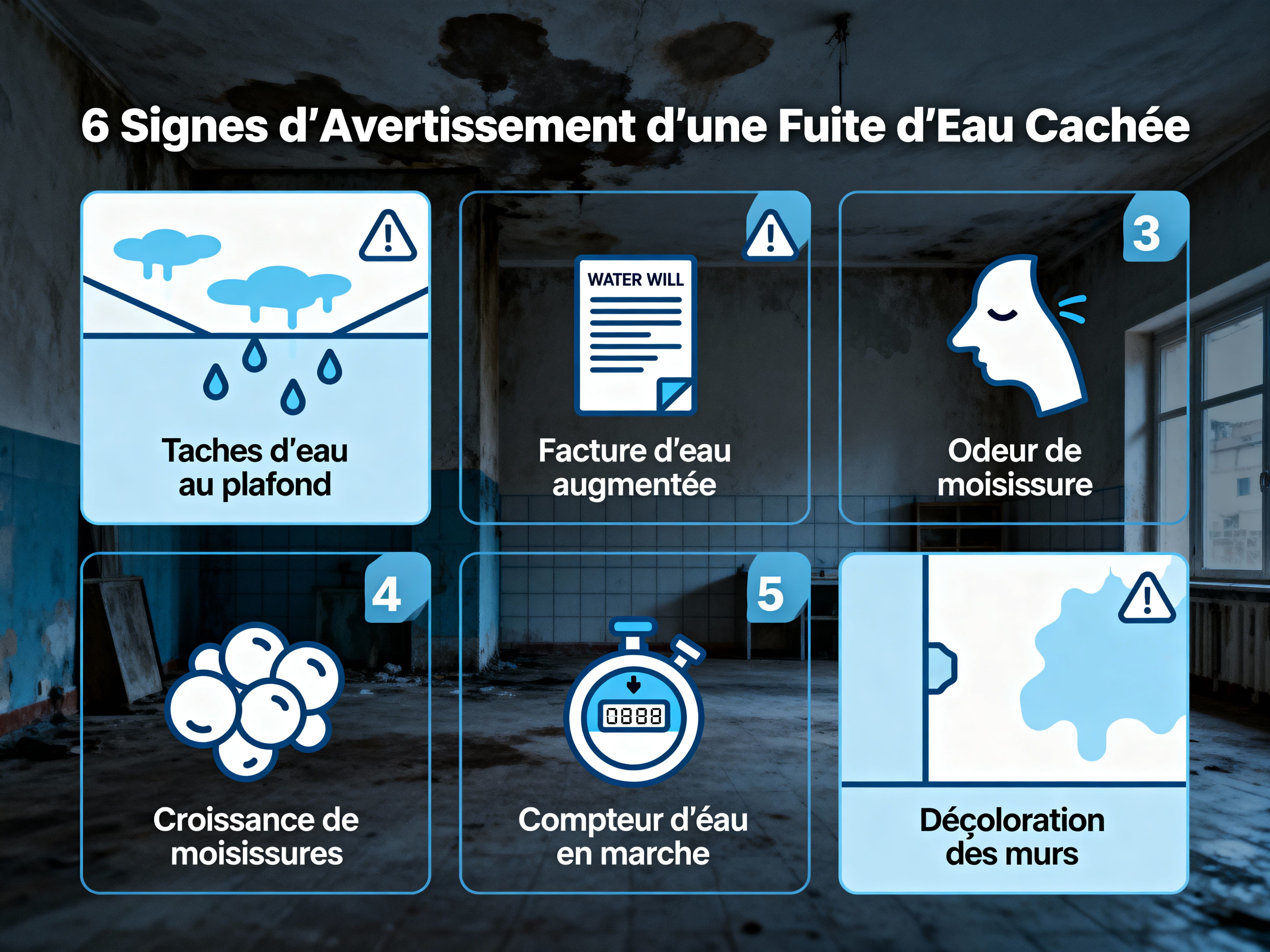 6 signes révélateurs d'une fuite d'eau cachée dans votre maison