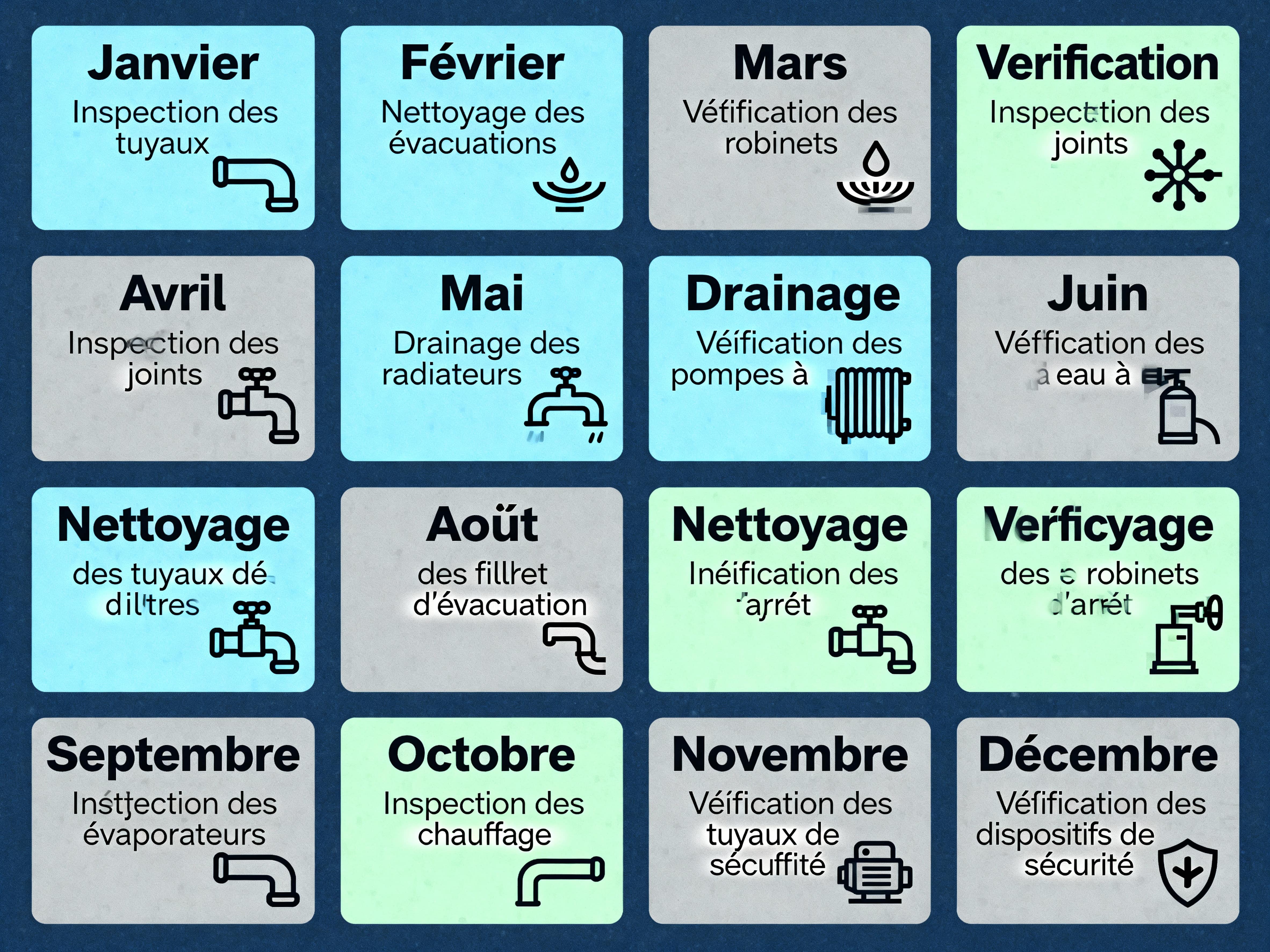 Calendrier d'entretien annuel de votre plomberie